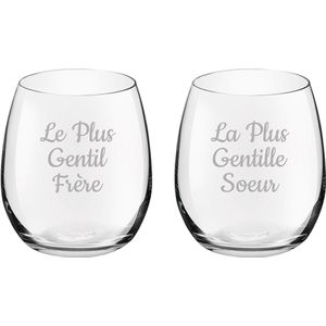 Drinkglas gegraveerd - 39cl - Le Plus Gentil Frère & La Plus Gentille Soeur