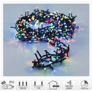 Microcluster Kerstverlichting - 1200 led - 24m - multicolor - Timer - Lichtfuncties - Geheugen - Buiten-Binnen