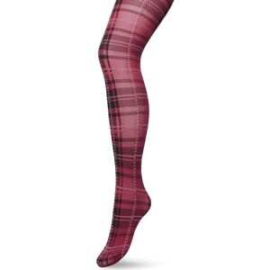 Bonnie Doon Dames Panty met Ruiten 40 Denier Donker Rood maat S/M - Ruit Motief - Ruitjes Print - Uitstekende pasvorm - Gladde Naden - London Checks Tights - Heerlijk Comfortabel - Bordeaux - Donkerrood - Rhododendron - BP211910.338