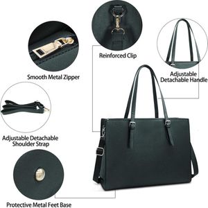 Handtas, shopper, voor dames, grote, zwarte handtas, leren schoudertas, werktas, grote laptop businessschool tas, 39,6 cm