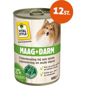 VITALstyle Maag+Darm - Natvoer - Voor Honden Met Een Gevoelige Spijsvertering - Met o.a. Heemswortel & Rozemarijn - 400 g - 12 stuks