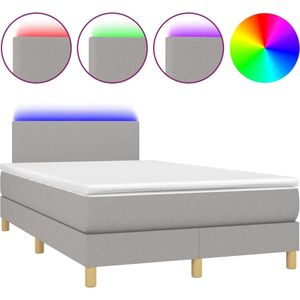 vidaXL - Boxspring - met - matras - en - LED - stof - lichtgrijs - 120x200 - cm