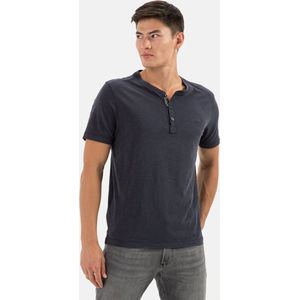 camel active - Henley - Dunkelblauw - Korte Mouwen - Organic Cotton