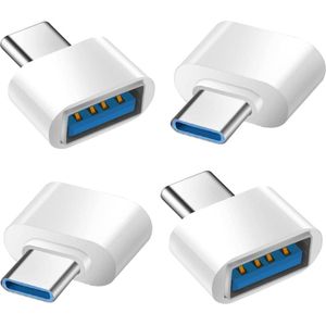 USB-C naar USB-adapter - 4 stuks - OTG - MacBook Pro, Samsung Galaxy - wit