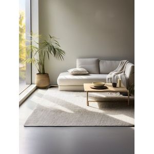 Flycarpets Handgeweven Jute en Wollen Vloerkleed - Dhaka - Naturel / Creme - 190x280 cm