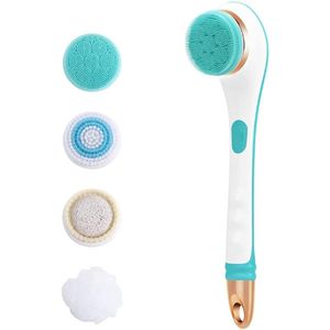Elektrische lichaamsborstelset - Doucheborstel met lange handgreep - Waterdichte badborstel - 2 snelheden - Oplaadbare USB-oplaadhuidborstel voor diepe reiniging en ontspanning - Elektrische scrubber