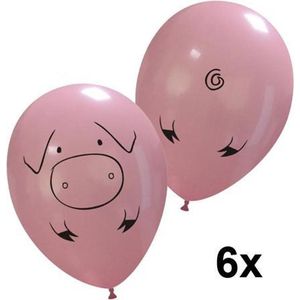 Varken / biggetje ballonnen,6 stuks, 30cm [bulk, zonder verpakking]