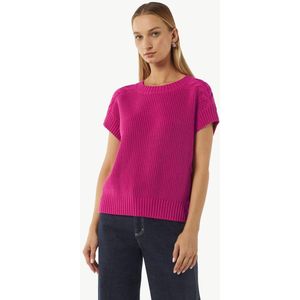 Spencer - Ronde Hals - Korte Mouwen - Geribbelde Details - Losse Pasvorm