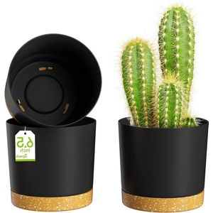 Moderne Plantenbakken 165cm met Afvoergaten-Afneembare Schotel-Set van 3-D donkergrijs-Tuin-Huis-Vensterbank