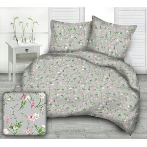 Kora Beddengoed Set 160x200cm Grafiet Roze Bloemen Katoen