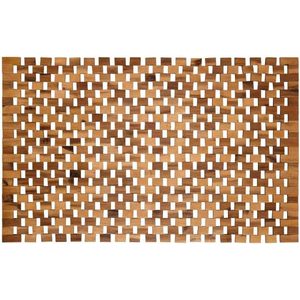 Antislip houten badmat naturel 40 x 60 cm - Duurzame robuuste mat voor badkamer, sauna en wellness - 100% acaciahout - Extra grip Badmat