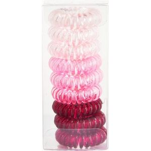 Elastiekjes / Spiraal elastiek / Haarelastiek / 9 stuks / Roze / Haarstyling