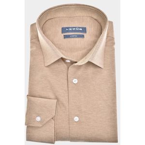 Ledub modern fit overhemd - lichtbruin tricot - Strijkvriendelijk - Boordmaat: 41