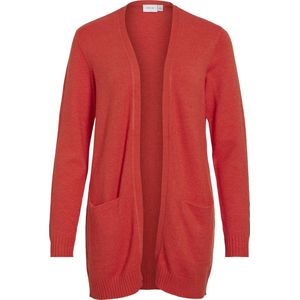 Vila Vest Viril Open Knit Cardigan - Noos 14044041 Aurora Red/dark Melange Dames Maat - S