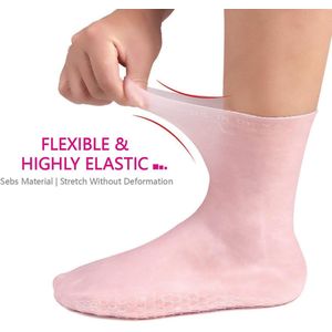 Hydraterende sokken - Hydraterende gelsokken - Zachte hydraterende voetsokken voor mannen en vrouwen Gelsokken - Siliconen hydraterende gel hielsokken, antislip sokken voor droge, gebarsten voeten, huidverzorging (roze, L)