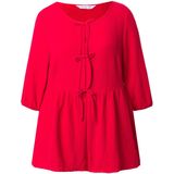 MIAMODA - Dames - Blouse A-lijn mousseline strikbandjes gerimpelde dwarsnaad - Rood - Maat 42