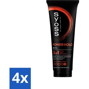 4 x Syoss - Power Hold - Haargel - Extra Sterke Fixatie - 250 ml - Haar Gel - Sterke Fixatie - Langdurige Styling - Haarproducten - Syoss