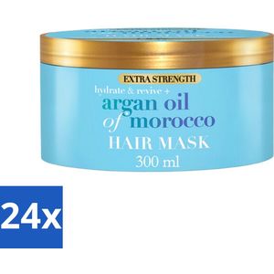 24 x OGX - Argan Oil of Morocco - Haarmasker - Extra Sterk - Voor Beschadigd Haar - 300 ml - Argan Olie Haar Masker - Haarmasker Droog Haar - Haarmasker Beschadigd Haar - Haarverzorging - Haarherstel