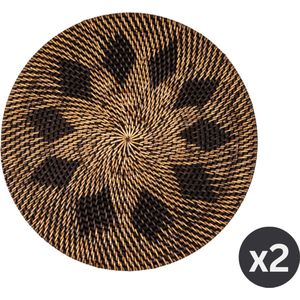 Placemat rattan, rond, dia 36 cm, donkerbruin, SET/2 - SQUARE
