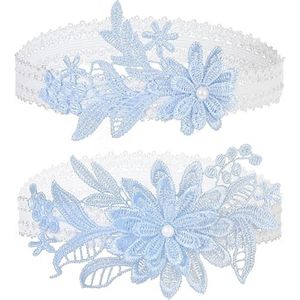 Bruids Kousenbanden Set - Elastische Jarretellen met Bloemen en Parel voor Bruiloft