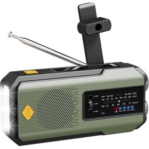 JouwCrisisPakket - AM / FM Noodradio - Met Led Zaklamp - Draagbare Weerradio - 2000Mah Powerbank - Groen