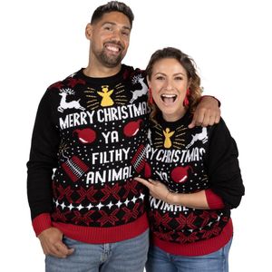 Foute Kersttrui Dames & Heren - Christmas Sweater ""Merry Christmas, Ya Filthy Animal"" - Mannen Maat S - Kerstcadeau