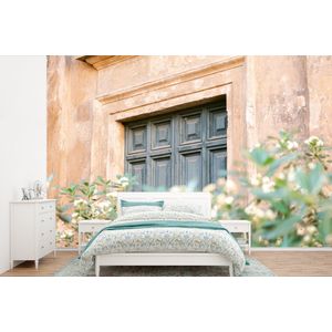 Architectuur - Deur - Bloemen - Groen - Vintage - Behangpapier