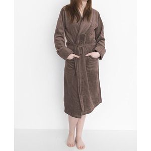 HnL Badjas Velours Uni - Taupe Grey - Maat S