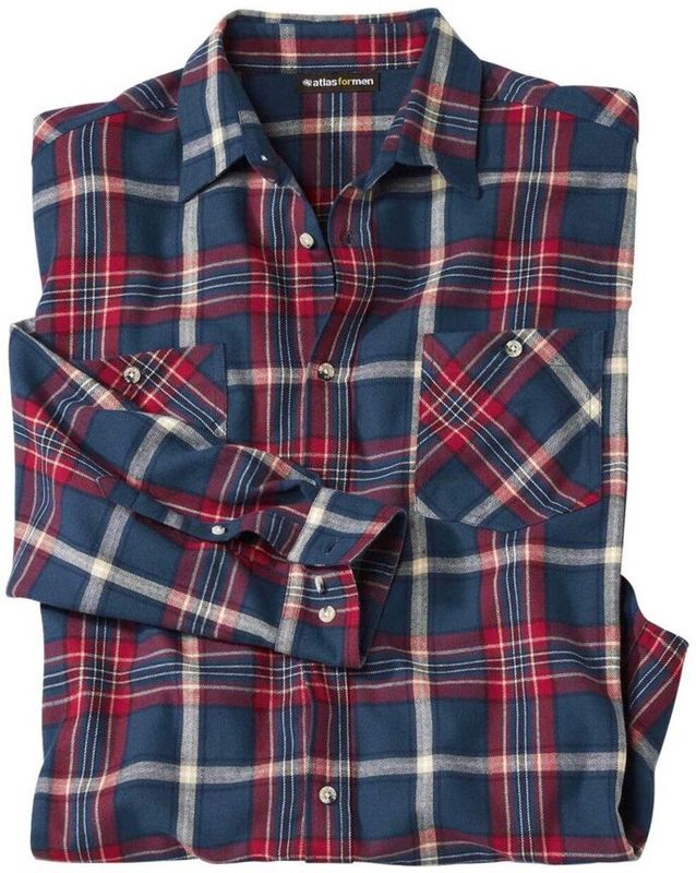 ATLAS FOR MEN - Geruit overhemd van flanel Cold Valley - Heren - Verkrijgbaar in grote maten - 5XL