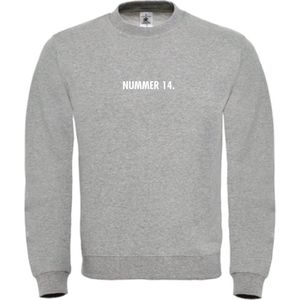 Sweater Grijs XL - nummer 14 - wit - soBAD. | Sweater unisex | Sweater man | Sweater dames | Voetbalheld | Voetbal | Legende