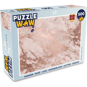 Puzzel Marmer - Roze - Luxe - Marmerlook - Glitter - Design - Legpuzzel - Puzzel 500 stukjes