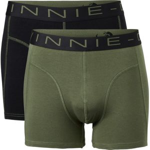 Vinnie-G Boxershorts 2-pack Black/Forest Stitches - Maat S - Heren Onderbroeken Zwart/Donkergroen - Geen irritante Labels - Katoen heren ondergoed