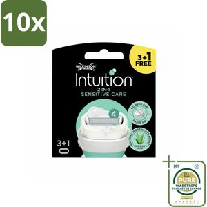10 x Wilkinson Sword - Navulmesjes - Intuition 2-in-1 Sensitive Care - Voor Gevoelige Huid - 4 mesjes - Grootverpakking - Gevoelige Huid - 2-in-1 Scheermes - Navulmesjes - Schuimende Scheerbeleving - Huidverzorging