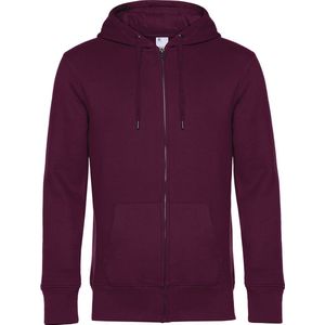 KING Zipped Hooded Sweatshirt B&C Collectie maat S Dark Cherry