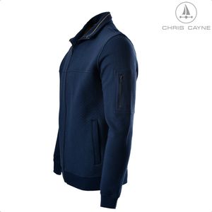 Chris Cayne heren vest - maat M - navy - structuur en gedeeltelijk glad - vest met rits - steekzakken met rits - zakje op mouw