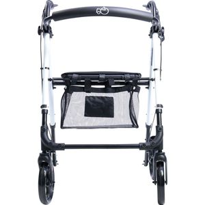 Excel Litewalk Classic® rollator lichtgewicht en opvouwbaar – Aluminium frame – Met verstelbare zitting, rugleuning & opbergtas – Voor binnen en buiten – Wit