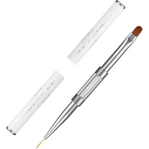 Allecto Plus - Nagelontwerpborstel met Nylonvezel en Twee Uiteinden voor Professioneel Nagelontwerp - Franse Nagelvoeringhulpmiddel voor Vrouwen en Meisjes