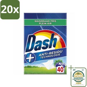 20 x Dash - Waspoeder - Witte en Gekleurde Was - Wasdraad Fris - 40 Wasbeurten - Grootverpakking - Waspoeder - Was - Waspoeder Voor Witte En Gekleurde Was - Waspoeder Voor Kleding - Waspoeder Met Frisse Geur