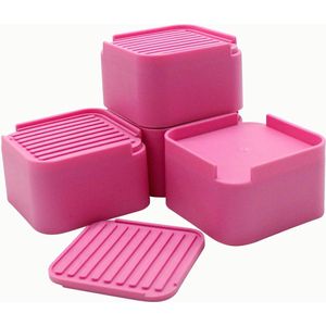 5cm Bedverhoger - Verstelbare Meubelverhogers - Antislipmatten - Roze - 4 Stuks
