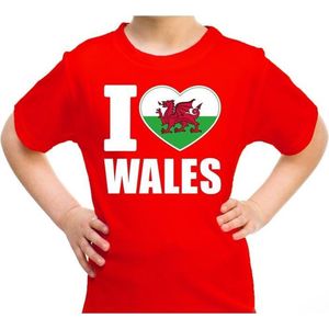 I love Wales t-shirt rood voor kids - Verenigd Koninkrijk landen shirt - supporters kleding 122/128