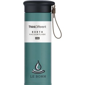 Le Bonn Thermosfles - Met dubbele wand - Thermosbeker Koffie, Thee en Koele dranken - Travel Mug - 450ml - Donker Groen - koffie to go