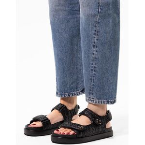 Sacha - Dames - Zwarte chunky sandalen met studs - Maat 38