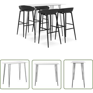 vidaXL Bartafel - Barset - 5-delige Barset wit en zwart - Barkrukken - Eetkamermeubel - Salon Meubilair