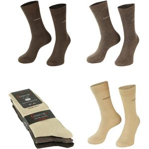 3 paar | Bruin en beige diabetes sokken | zonder knellende boord | assorti pakket