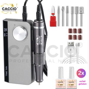 Elektrische Nagelvijl - Wireless Nagelfrees - 501 Grijs Draadloze Nagelfrees - Nagelvijl Elektrische set- Manicure/pedicure voeten en handen Acrylnagels - Nagels - Nail Drill Machine - 35000 RPM - Incl. 7 bitjes/2x15ml gellaken/6 schuurrolletjes