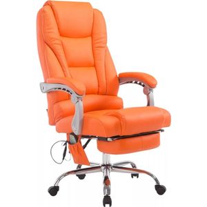 In En OutdoorMatch Ergonomische Bureaustoel Evalyn met massagefunctie - Lange Rugleuning - Oranje - Zithoogte 47-56cm - Kunstleer - Op Wielen - Voor Volwassenen