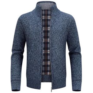 Dikke gebreide vesten voor heren met fleece en volledige rits