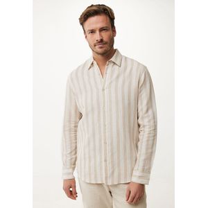 Mexx Shirt Linen Striped Sand Heren - Maat Xl