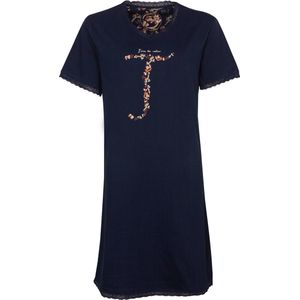 Tenderness Dames Nachthemd - Time to relax Tekst - Donker Blauw - Maat S
