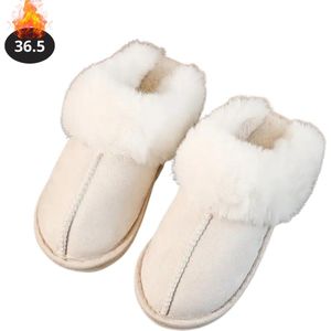 Bovista Warme Pantoffels - Sloffen - Slippers - Dames - Heren - Pluche - Maat 36.5 - Beige